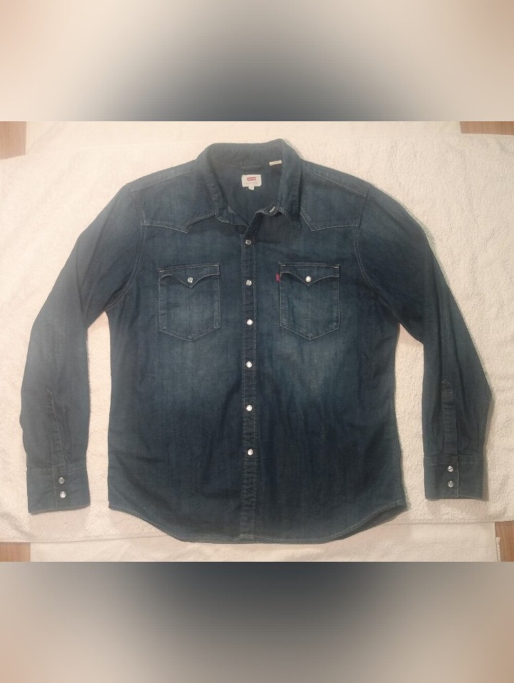 LEVIS Strauss Heavy Weight Western Yoke Pearl Snap Denim Jean Button Up Shirt